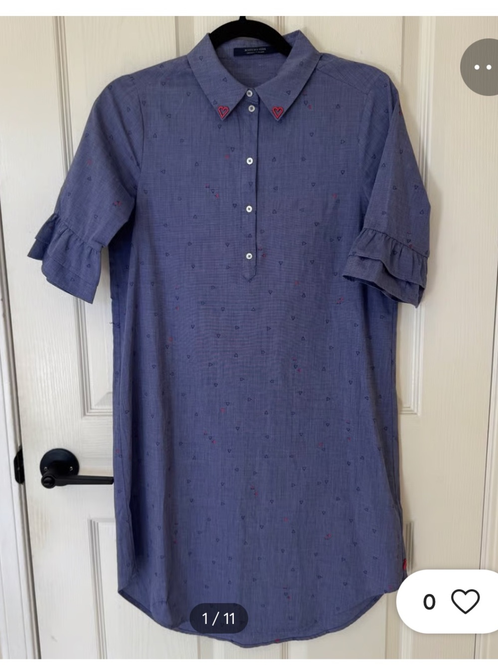 Scotch & Soda Navy and White Heart-Print Shirt Dress